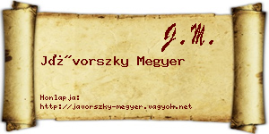 Jávorszky Megyer névjegykártya